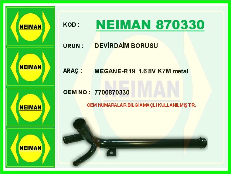 DEVİRDAİM BORUSU MEGANE-R19 1.6 8V K7M metal