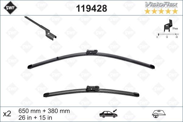 ÖN SİLECEK SÜPÜRGESİ 650/380MM MUZ TİPİ PARTNER TEPE - BERLINGO 08> GRANDE PUNTO -LINEA 08> FIAT 5 00L 12> FIESTA VI 08> CORSA D 06> CORSA E 14> AVEO 11> MITO 09> SWF