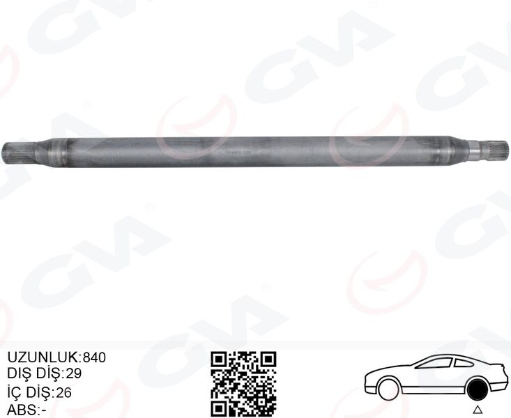 AKS MILI ARKA SOL INCE KISA 840mm MERCEDES SPRINTER B906 . VW CRAFTER 30-35-50 Z:26-29