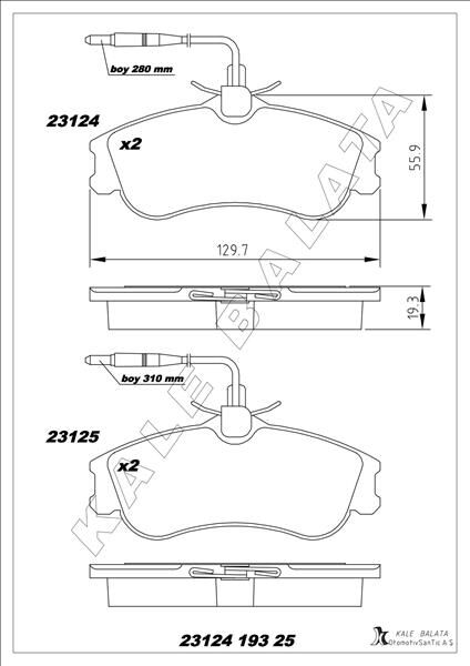 ÖN BALATA PARTNER-BERLINGO 07/96 > XSARA 04/97 > P306 05/93-05/01 FİŞLİ
