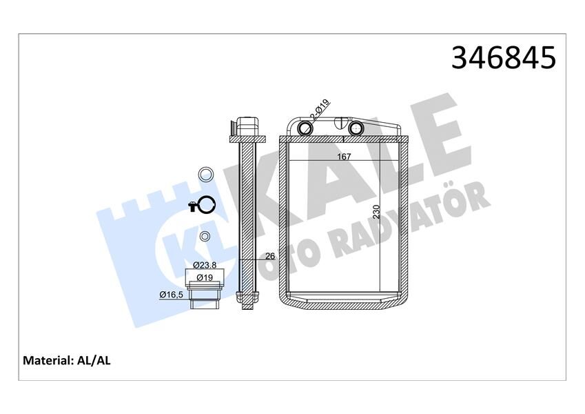 KALORİFER RADYATÖRÜ PEUGEOT BOXER III CITROEN JUMPER FIAT DUCATO III 06> 230X163X26