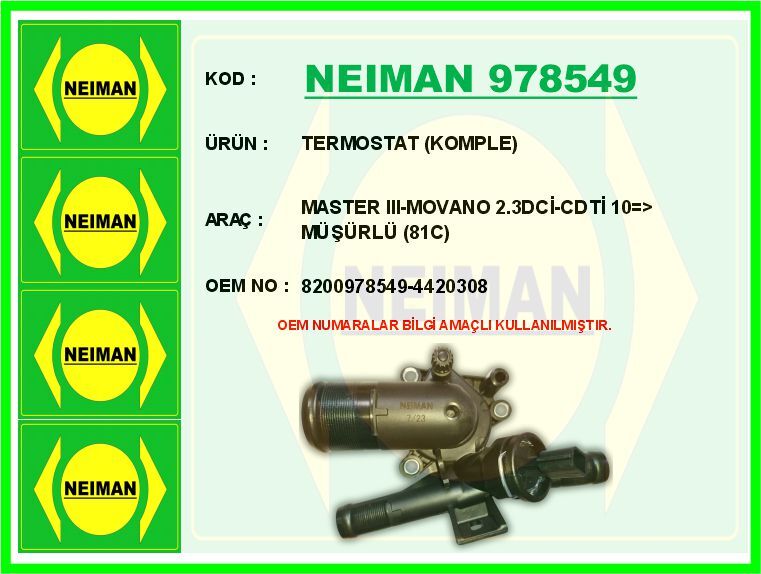 TERMOSTAT KOMPLE MASTER III-MOVANO 2.3DCİ-CDTİ 10 > MÜŞÜRLÜ 81C