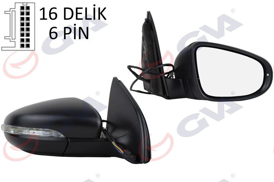 DIŞ DİKİZ AYNASI SAĞ GOLF 09> ELEKTRİKLİ ISITMALI SİNYALLİ KONVEKS 6 FİŞ VM- 6197EHPR