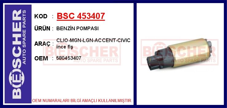 BENZİN POMPASI CLIO-MGN-LGN-ACCENT-CIVIC ince fiş