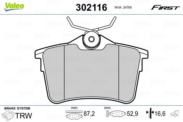 ARKA FREN BALATASI P307 00>09 P308 07>14 PARTNER 08> PARTNER TEPEE 08> BERLINGO 08> C4 04>16 XSARA PICASSO 99>11 DS4 15>18