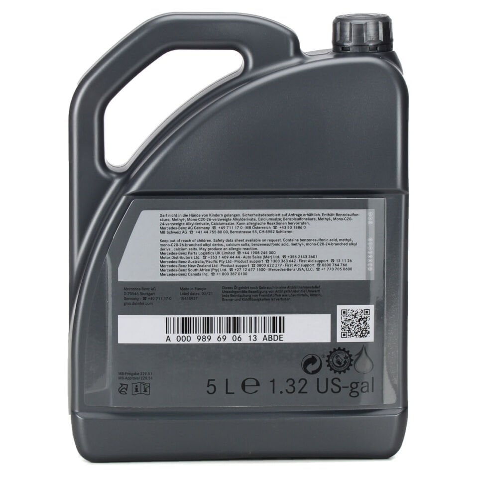 Mercedes Benz Motor Yağı 5W30 5-LT Orjinal 229.51