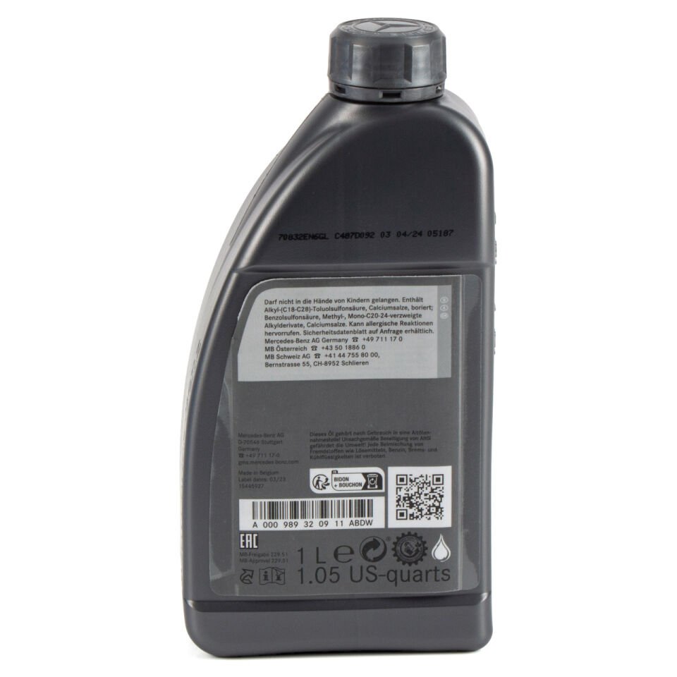 Mercedes Benz Motor Yağı 5W30 1-LT Orjinal 229.51