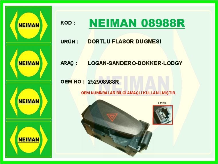 DORTLU FLASOR DUGMESI LOGAN-SANDERO-DOKKER-LODGY