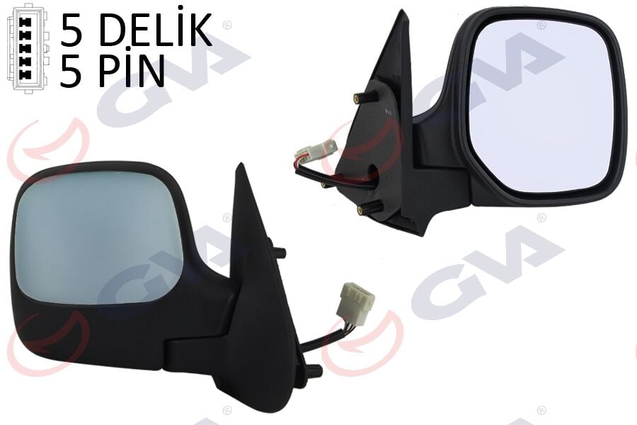 DIŞ DİKİZ AYNASI SAĞ BERLINGO-PARTNER 97> ELEKTRİKLİ ISITMALI ASTARLI KONVEKS 5 FİŞ VM-118EHPR
