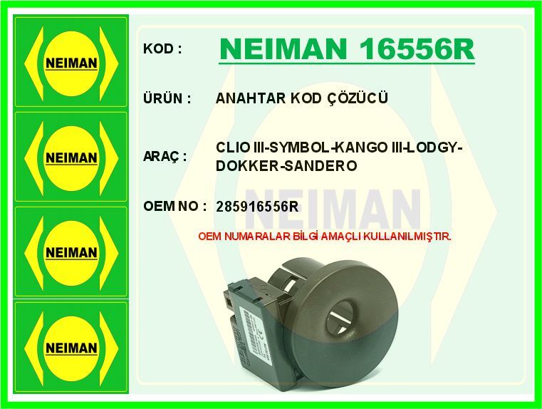 ANAHTAR KOD ÇÖZÜCÜ CLIO III-SYMBOL-KANGO III-LODGY-DOKKER-SANDERO