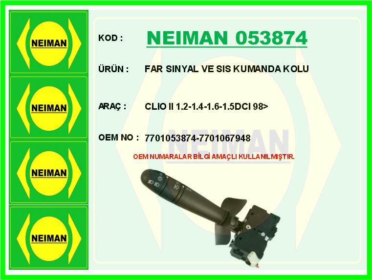 FAR SINYAL VE SIS KUMANDA KOLU CLIO II 1.2-1.4-1.6-1.5DCI 98>