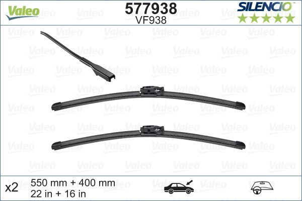 SİLENCİO VF938 X2 550 400MM ÖN LODGY-DOKKER SİLENCİO X-TRM FLAT BLADE MUZ TİPİ SİLECEK BİNEK
