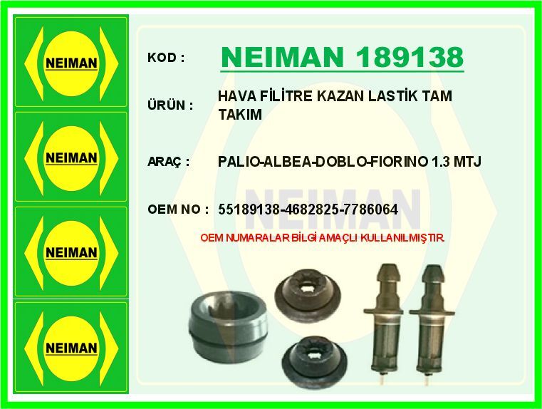 HAVA FİLİTRE KAZAN LASTİK TAM TAKIM PALIO-ALBEA-DOBLO-FIORINO 1.3 MTJ