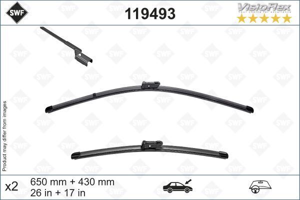 SİLECEK SÜPÜRGE TAKIMI PEUGEOT P508 II 09/18> DS9 20> SWF VisioFlex Flat Blade X2 650 430 mm