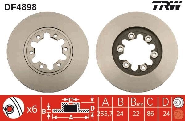 FREN DİSKİ ÖN FORD RANGER 98> 4x2 ÇAP: 256mm