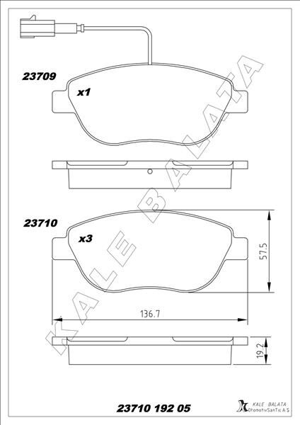 ÖN FREN BALATASI OPEL COMBO D 12> PUNTO EVO 1.3-1.4-1.6D MTJ 09 > 500-500C 1.3DMJ 10 > GRANDE PUNTO 1.6DMTJ 09 >