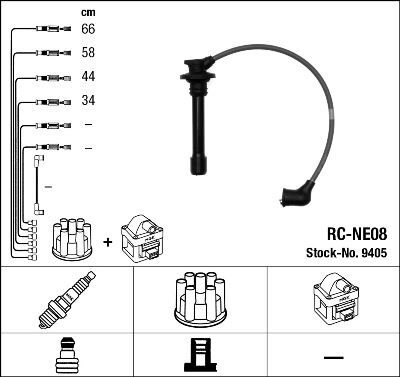 BUJİ KABLOSU NISSAN PRIMERA 1.6L GA16 P11 96-01 / SUNNY 1.6L GA16 N14 90-94 RC-NE08