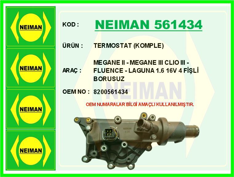 TERMOSTAT 89 C 4 FİŞ MÜŞÜRLÜ MEGANE II 02>08 MEGANE III 09>16 FLUENCE 09>16 LAGUNA II 01>07 LAGUN A III 07>14 CLIO III 05> 1.2 D4F 1.4 K4J 1.6 K4M