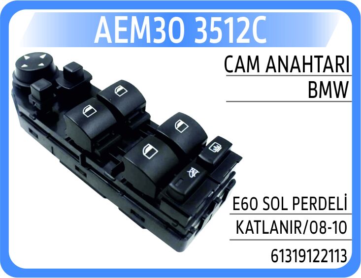 CAM ACMA SALTERI ON SOL SIYAH. AYNA KATLAMALI. PERDELI BMW E60 E61