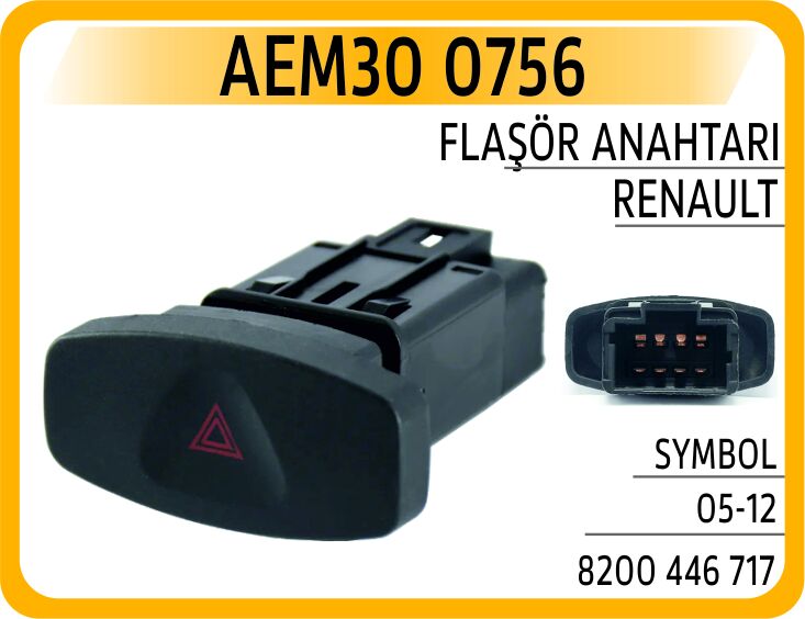 DÖRTLÜ FLAŞER ANAHTARI RENAULT CLIO III 05>12 SYMBOL II 08> DACIA LOGAN 06> SANDERO 08> DUSTER 10> 8 PİN
