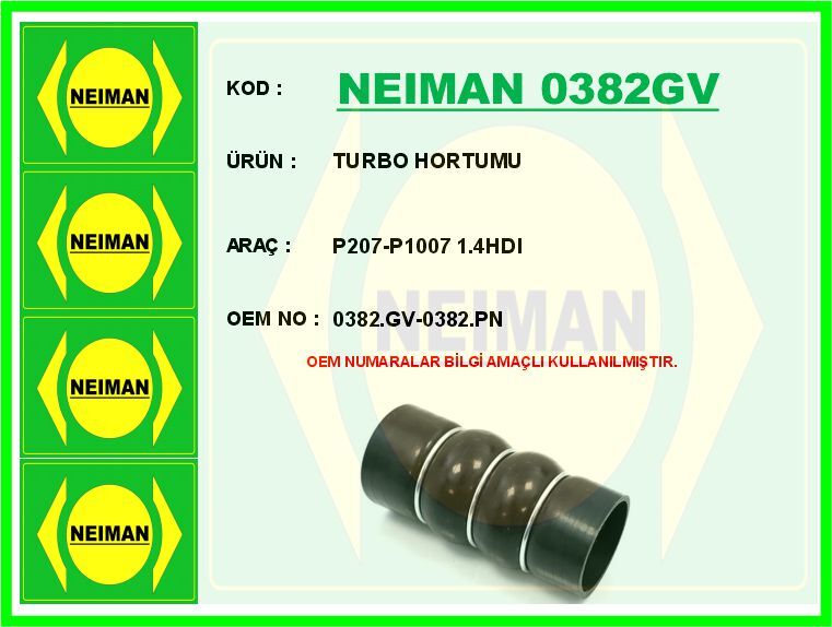 TURBO HORTUMU P207-P1007 1.4HDI