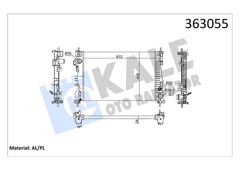 ALFA ROMEO GIULIETTA 940 1.4 TB 10 > AC MT MEKANİK 612X416X24 SU RADYATÖRÜ