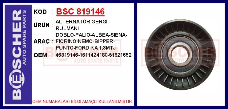 ALTERNATÖR GERGİ RULMANI DOBLO-PALIO-ALBEA-SIENA-FIORINO-NEMO-BIPPER-PUNTO-FORD KA 1.3MTJ
