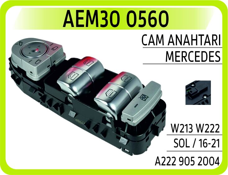 CAM ACMA SALTERI ON SOL PERDELI. BEYAZ ISIK. SIYAH 9051 MERCEDES S-CLASS W222