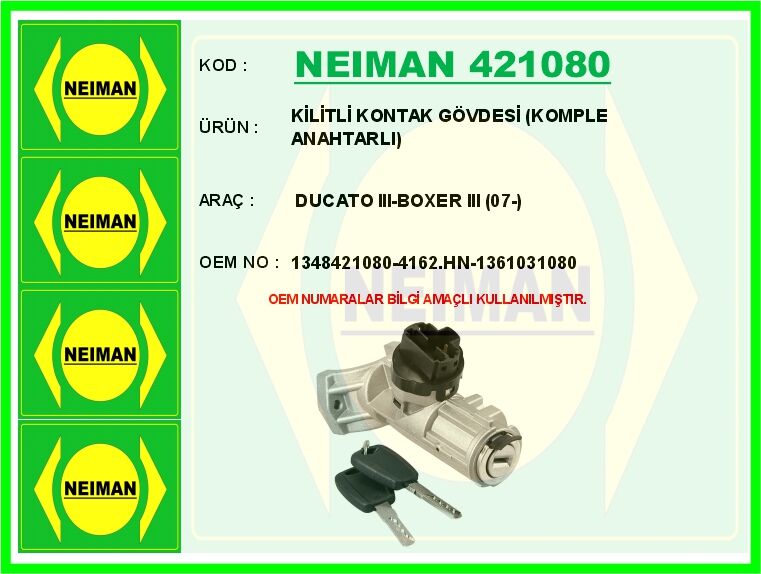 KİLİTLİ KONTAK GÖVDESİ KOMPLE ANAHTARLI DUCATO III-BOXER III 07-