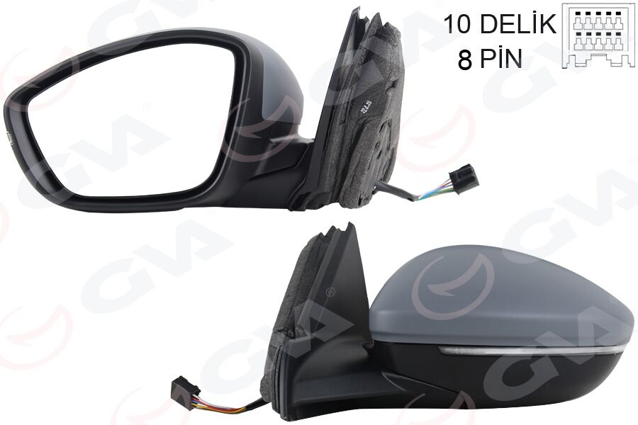 DIŞ DİKİZ AYNASI SOL ELEKTRİKLİ ISITMALI SİNYALLİ KATLANIR ASTARLI KONVEKS 208 19- CORSA F 19- 10H8P