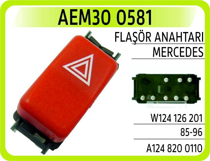 FLAŞÖR ANAHTARI MERCEDES W124 126 201 / 85-96