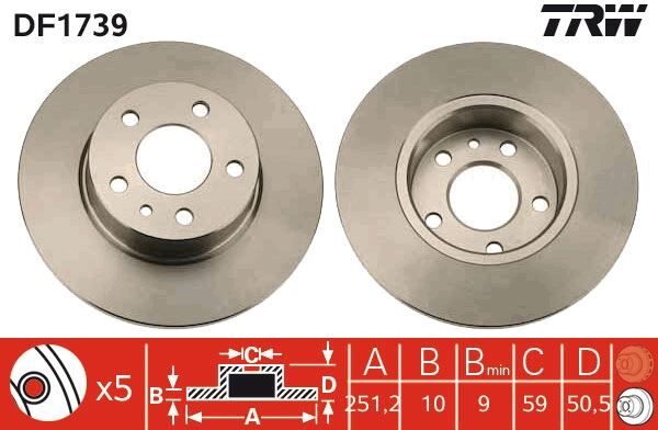 ARKA FREN DİSKİ ALFA ROMEO 147 01>10 156 97>05 164 92>98 251.5x10x50.6MM