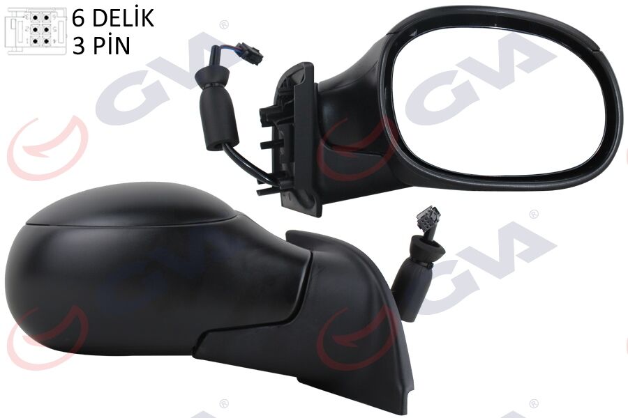 DIŞ DİKİZ AYNASI SAĞ C3 02> ELEKTRİKLİ ISITMALI KONVEKS 3 FİŞ VM-501ER
