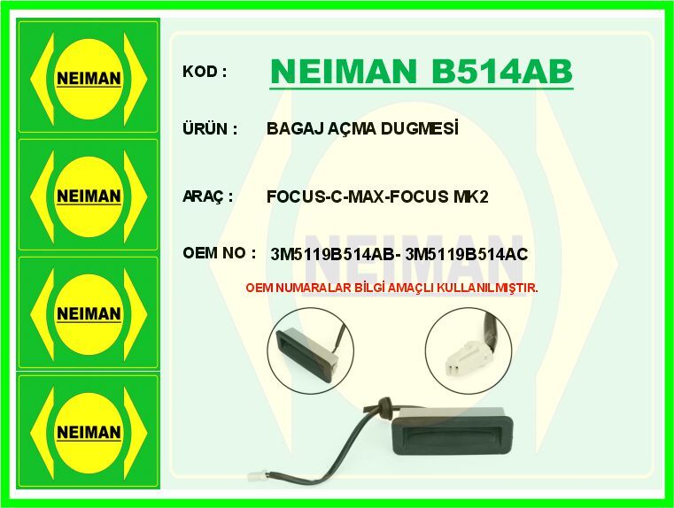 BAGAJ AÇMA BUTONU FORD FOCUS-CMAX-MONDEO-KUGA 04> KABLOLU