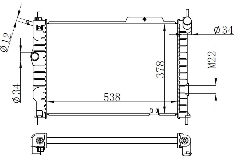 RADYATÖR BRAZİNG ASTRA F 92-98 1.7D KLİMASIZ MEK 538x368x26
