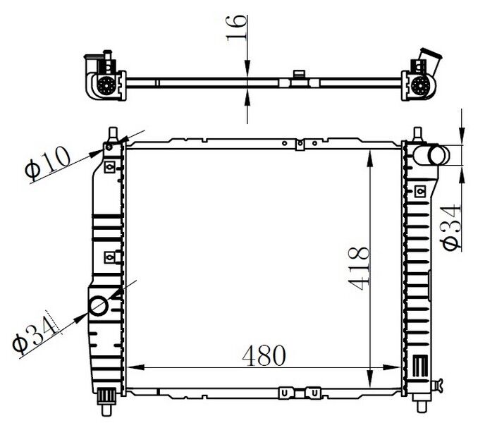 RADYATOR BRAZİNG MT 480X418X16 KALOS 1.2İ/1.4İ 02 / AVEO 1.2İ/1.4İ 05 61636
