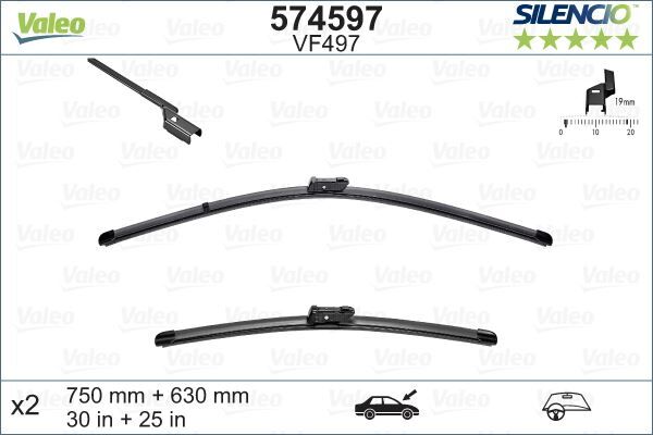 ÖN SİLECEK SÜPÜRGE TAKIMI OPEL ASTRA J 10>20 CITROEN DS5 11> X-TRM Flat Blade VM497 X2 750 630 m m