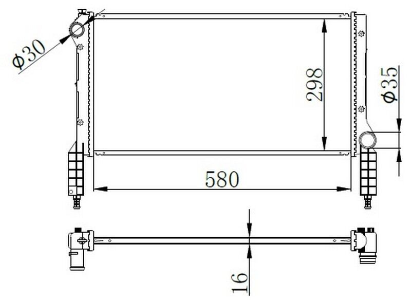 RADYATÖR BRAZİNG DOBLO 01> 1.2-1.6 16V-1.9D MEK KLİMASIZ 580x298x16