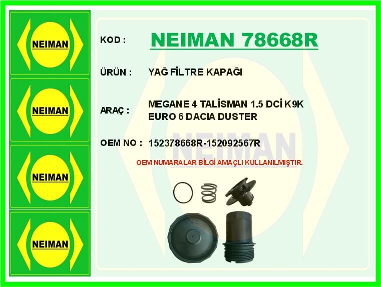 YAG FILTRE KAPAGI RENAULT CLIO V DUSTER II KANGOO IV LODGY SYMBOL II MEGANE IV TRAFIC III 1.5dCi K9K 2.0dCi M9R EURO 6