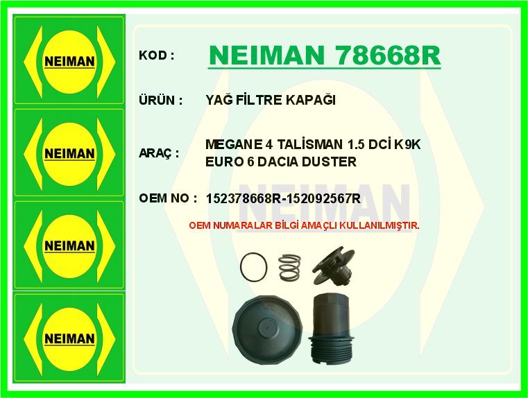 YAG FILTRE KAPAGI RENAULT CLIO V DUSTER II KANGOO IV LODGY SYMBOL II MEGANE IV TRAFIC III 1.5dCi K9K 2.0dCi M9R EURO 6