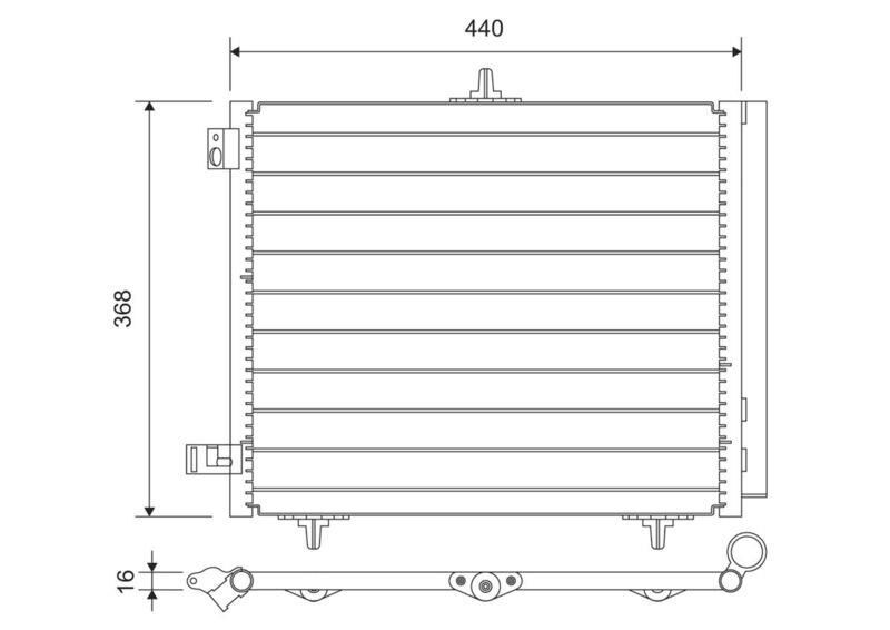 KONDENSER P207-P208-P1007-P2008 05 >-C2-C3-C3 II 03>DS 3 14> 1.4 1.6HDI KURUTUCU İLE AL/AL 420X371X1 6