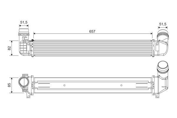 TURBO RADYATÖRÜ INTERCOOLER FLUENCE 10> 1.5DCI 657x89x85 2 SIRA ALB SİSTEM