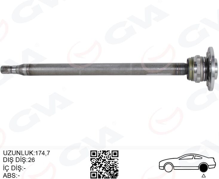 AKS MILI ARKA SOL INCE KISA 840mm MERCEDES SPRINTER B906 . VW CRAFTER 30-35-50 Z:26-29 PORYALI