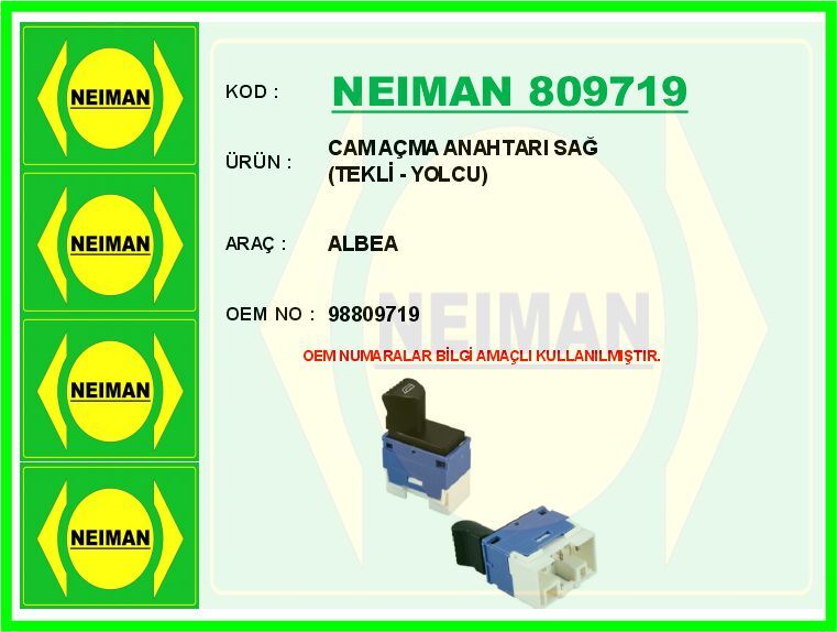 CAM AÇMA ANAHTARI ALBEA SAĞ TEKLİ - YOLCU