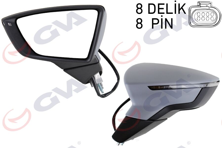 DIŞ DİKİZ AYNASI SOL LEON 12> ELEKTRİKLİ KATLANIR ISITMALI SENSÖRLÜ SİNYALLİ ASTARLI KONVEKS VM-367EBL