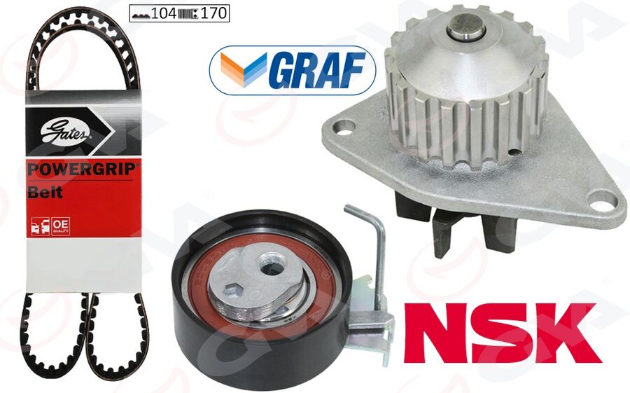 DEVİRDAİMLİ EKSANTRİK GERGİ KİTİ 104x170 206-207-306-307-BIPPER-PARTNER-BERLINGO-C2-NEMO-FIORINO 1.4