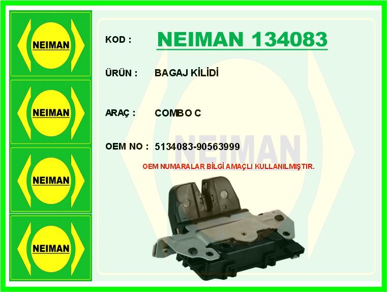BAGAJ KAPAK KİLİDİ OPEL COMBO C-MERIVA A MPV-ASTRA G SW-ZAFIRA A MPV-VECTRA B SW-OMEGA B SW