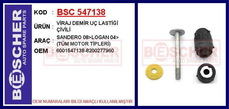 VİRAJ DEMİR UÇ LASTİĞİ ÇİVİLİ SANDERO 08>LOGAN 04> TÜM MOTOR TİPLERİ