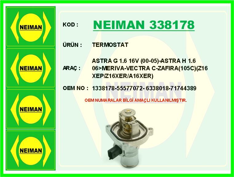 TERMOSTAT ASTRA G 1.6 16V 00-05 -ASTRA H 1.6 06>MERIVA-VECTRA C-ZAFIRA 105C Z16 XEP/Z16XER/A16XER