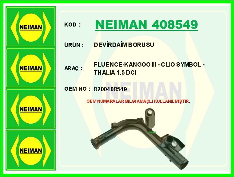 DEVİRDAİM SU BORUSU RENAULT KANGOO III-CLIO SYMBOL-THALIA 1.5DCI